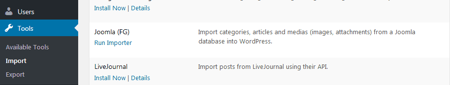 Import Wordpress