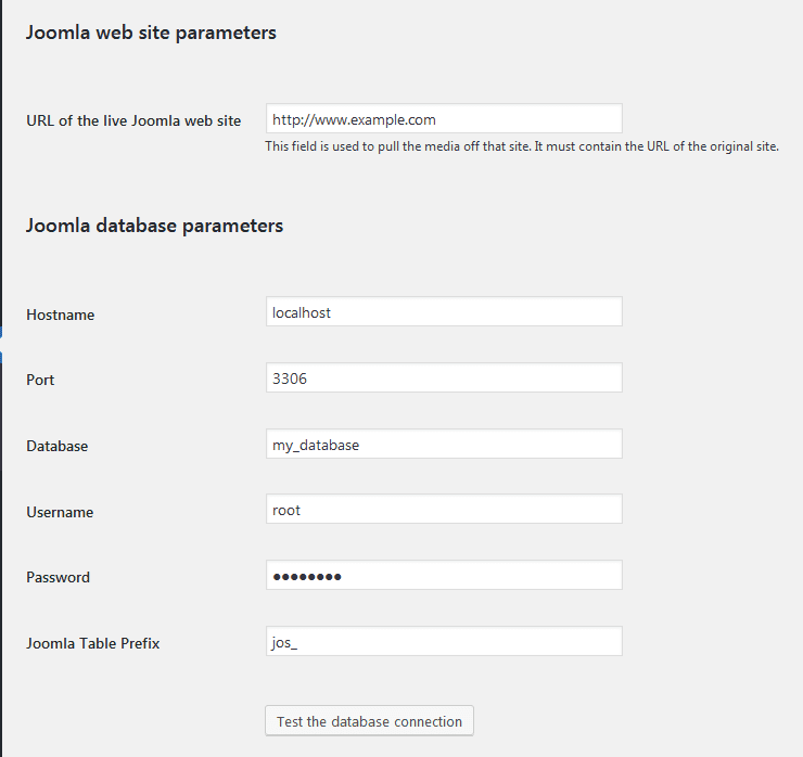 Joomla Website Parameters