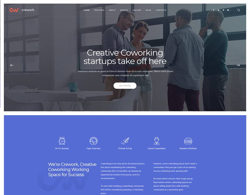 Crework | Coworking and Creative Space WordPress Theme