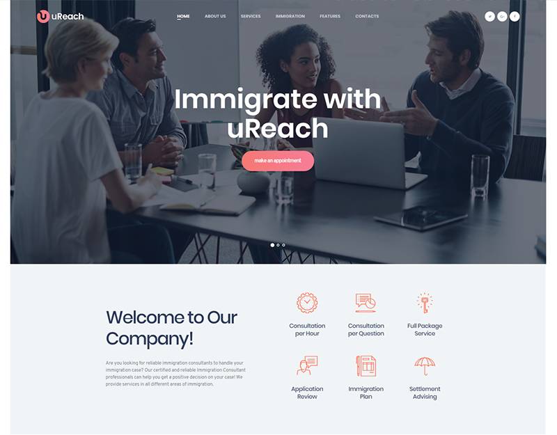 uReach | Immigration Consulting WordPress Theme