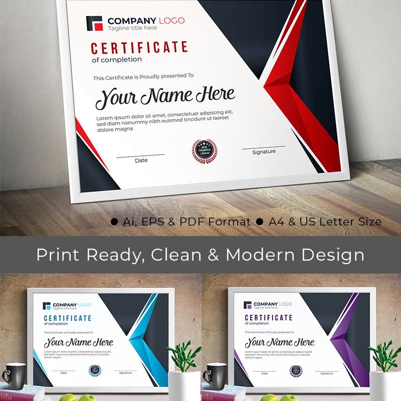 Professional Completion Award Certificate Template