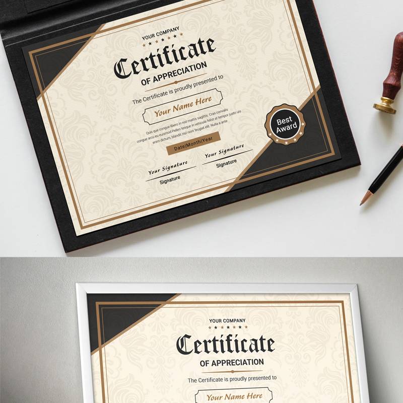 Classic Appreciation Certificate Template