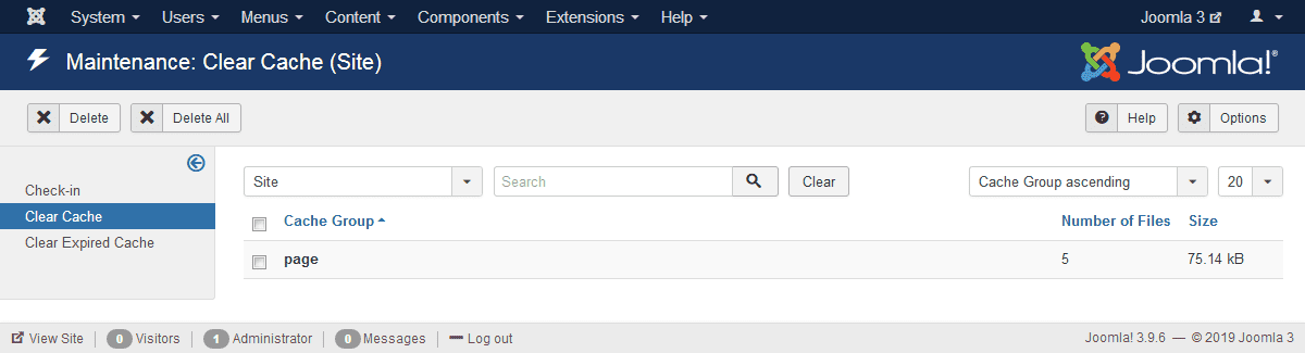 Clear Joomla Cache