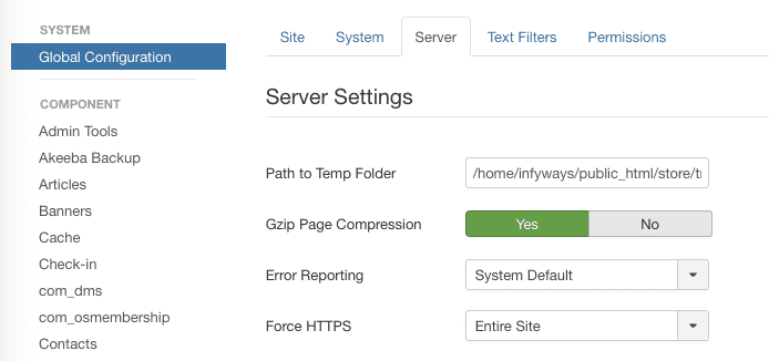 Enable Gzip in Joomla