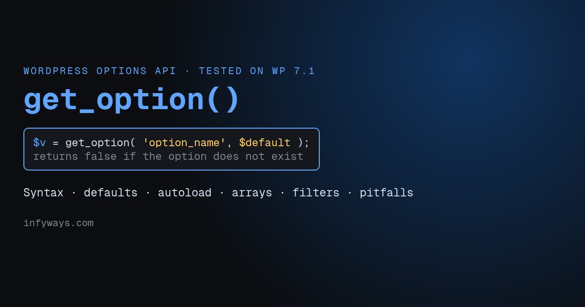 WordPress get_option(): Syntax, Defaults, Autoload & Pitfalls